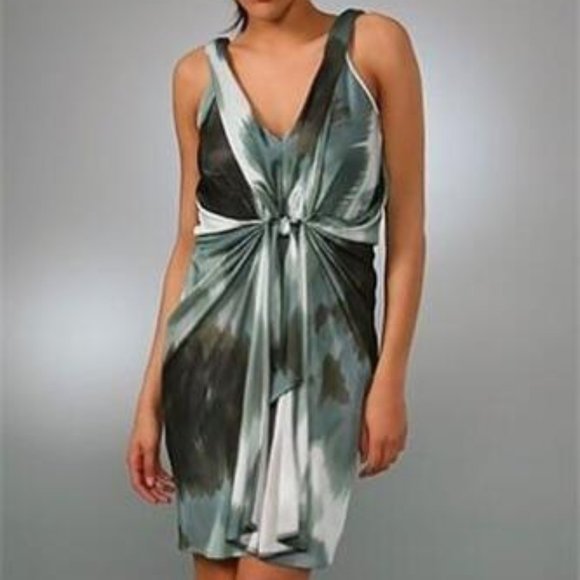 Diane Von Furstenberg Dresses & Skirts - DVF Diane Von Furstenberg MILTON Draped Blurred Print Dress Grey